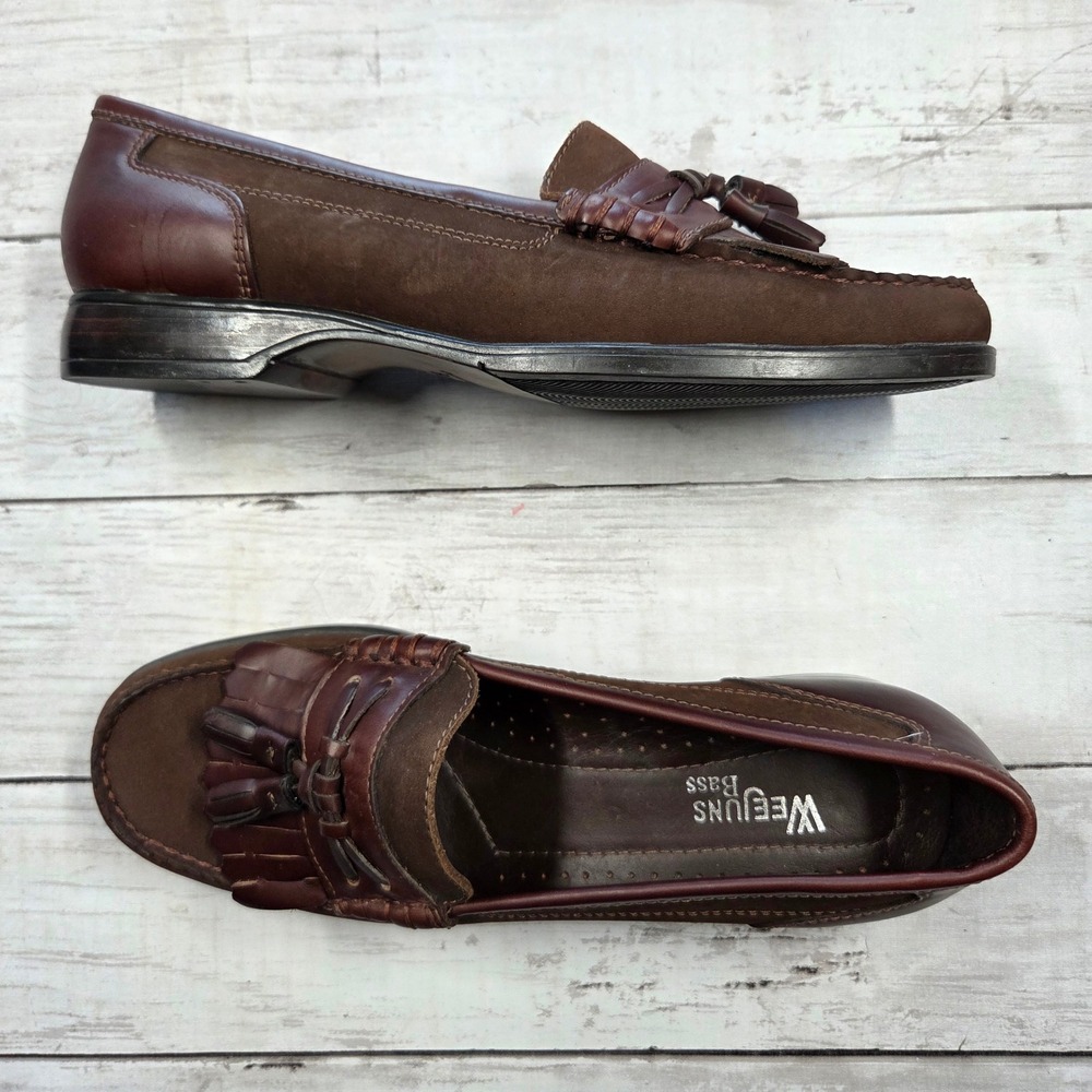 G.H. Bass Weejuns Setta Loafers Women 8M Brown Leather Suede Kiltie Tassel Bow